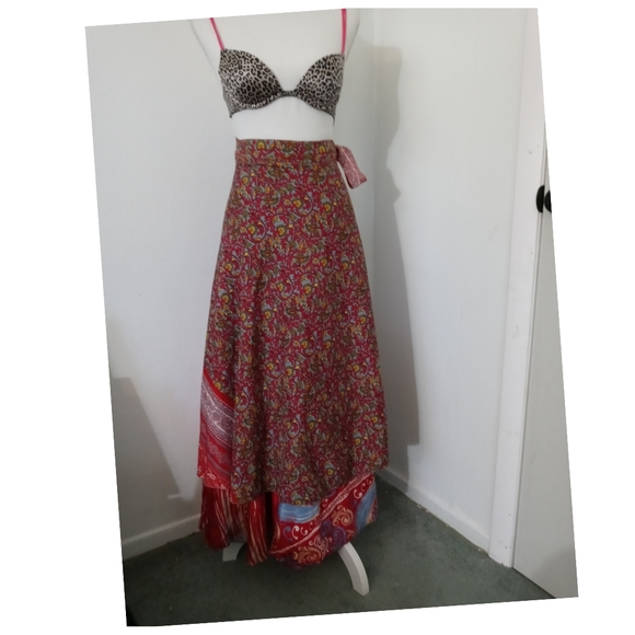 Reversible TRUE Wrap Around Skirt Boho Bohemian Style S M L● - Picture 5 of 8